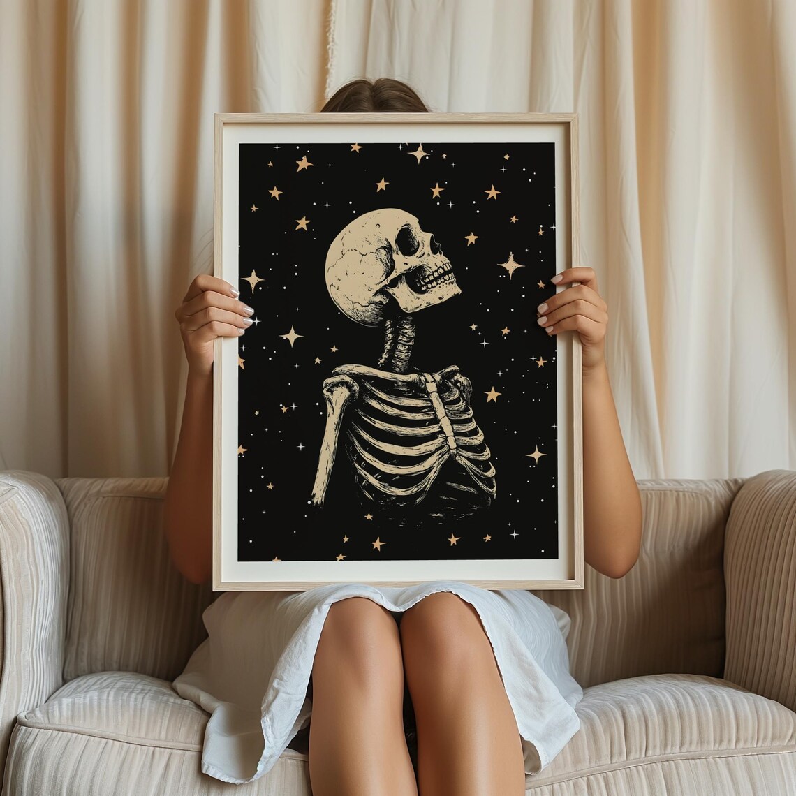 Starry Skeleton Poster, Gothic Halloween Decor - Image 3