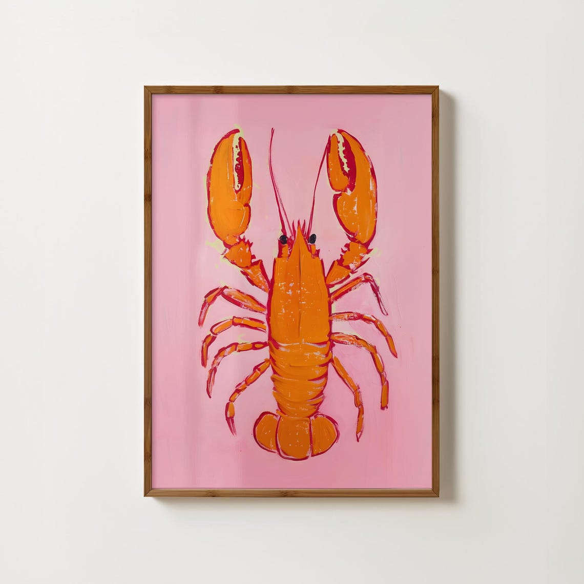 Pink Lobster Print Seafood Painting Lobster Poster Trendy Kitchen Art Colourful Food Prints Dining Room Decor Bistro Prints Lobster Art