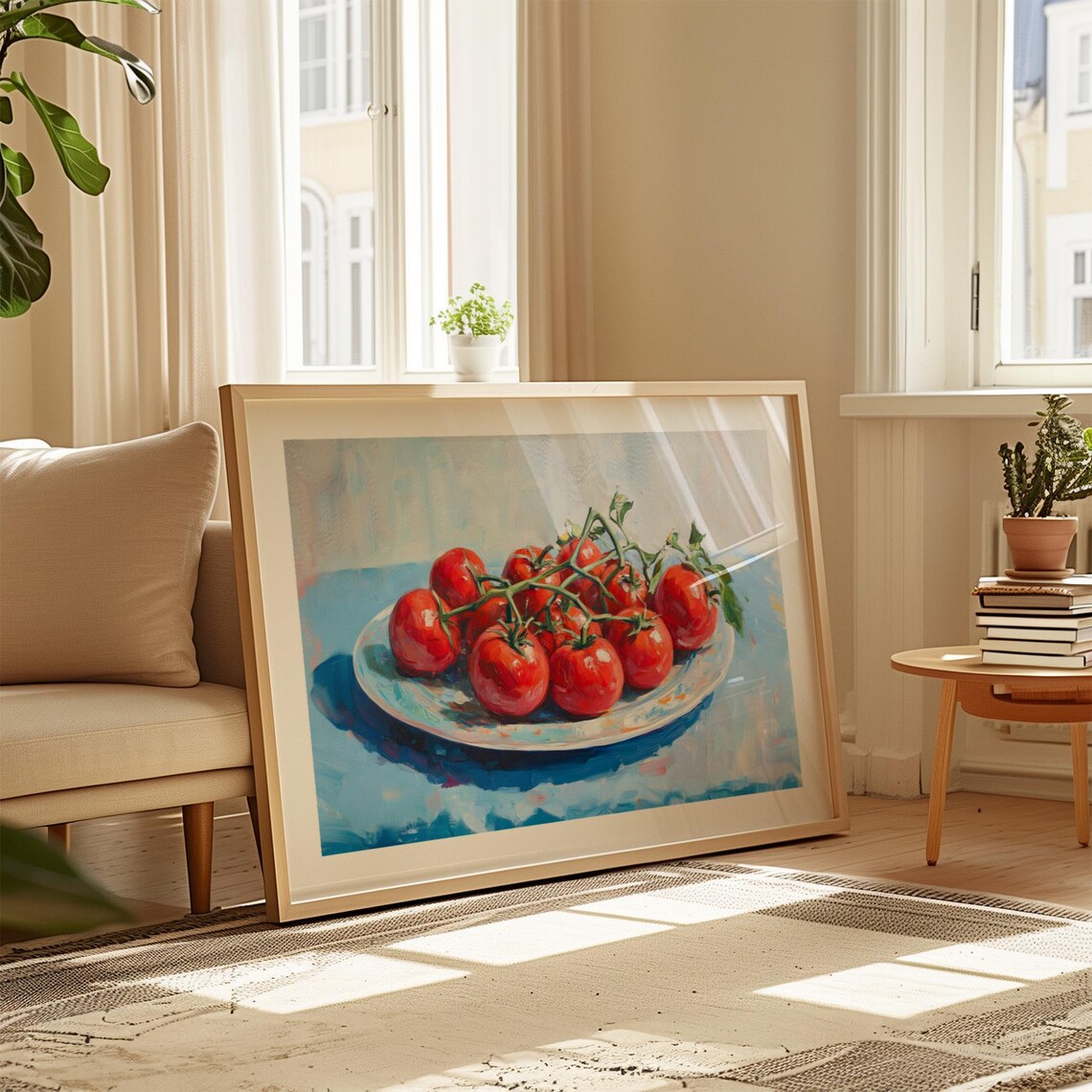 Red Tomatoes on the Vine Oil Painting Kitchen Still Life Poster - Image 2
