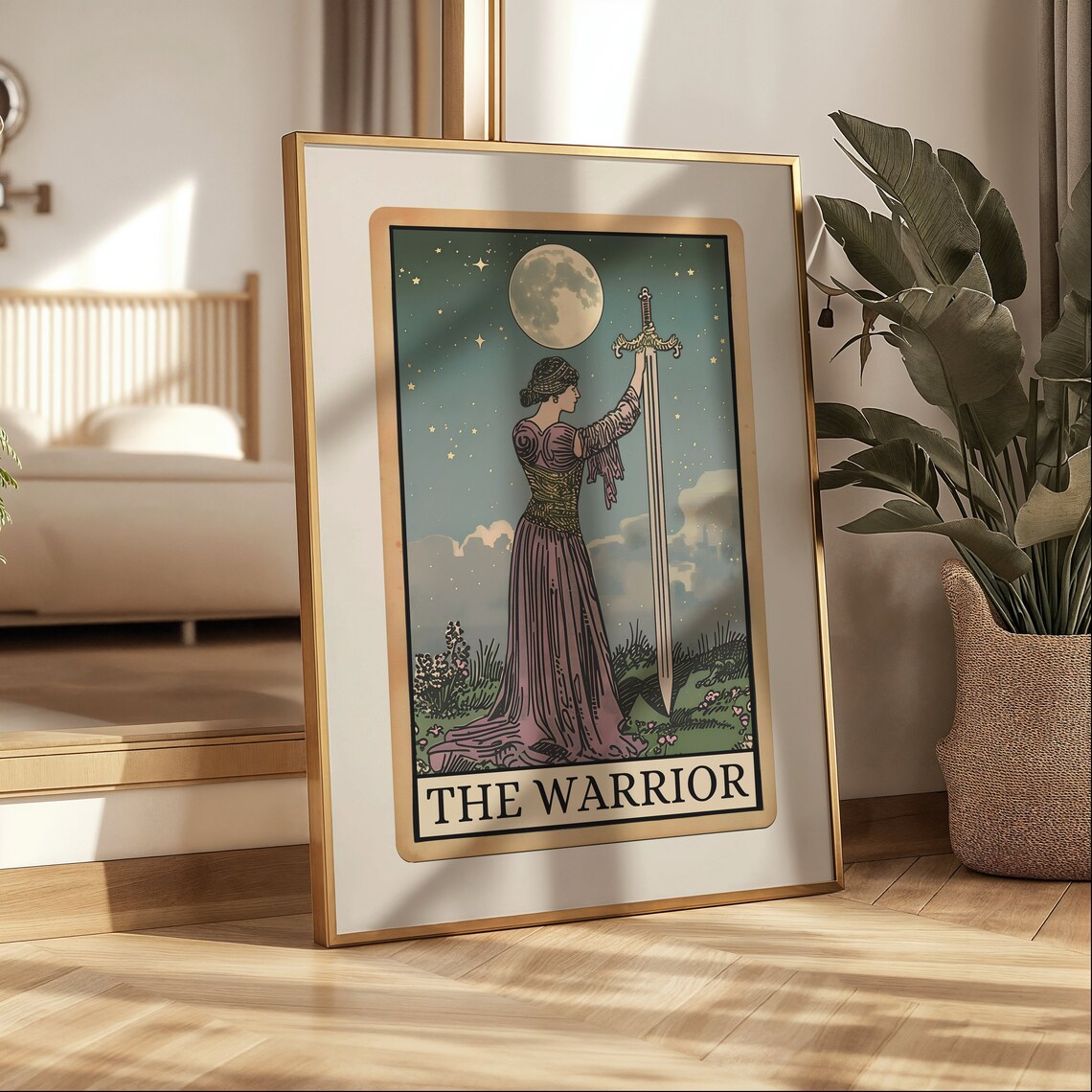 Warrior Tarot Card, Boho Spiritual Art Print - Image 3