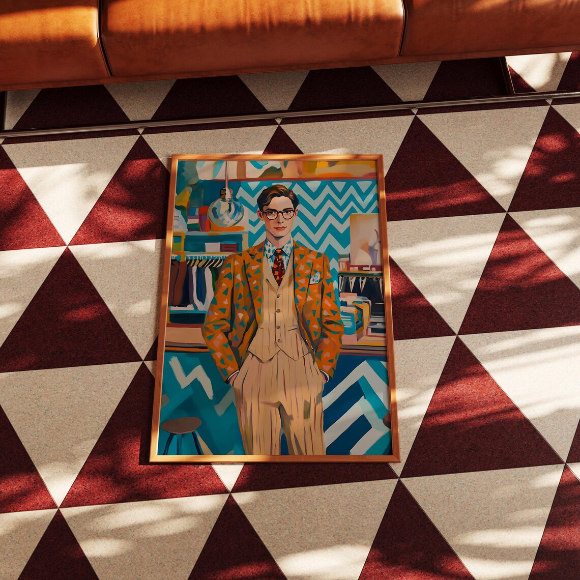 Dapper Young Man In Orange Blazer Vintage Retro Fashion Art Poster - Image 3