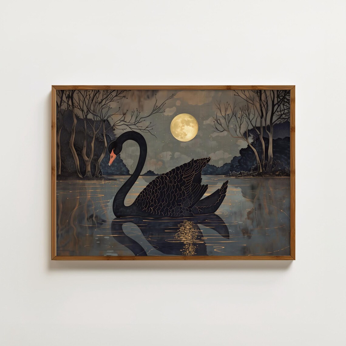 Moonlight Swan, Vintage Balletcore Art Print