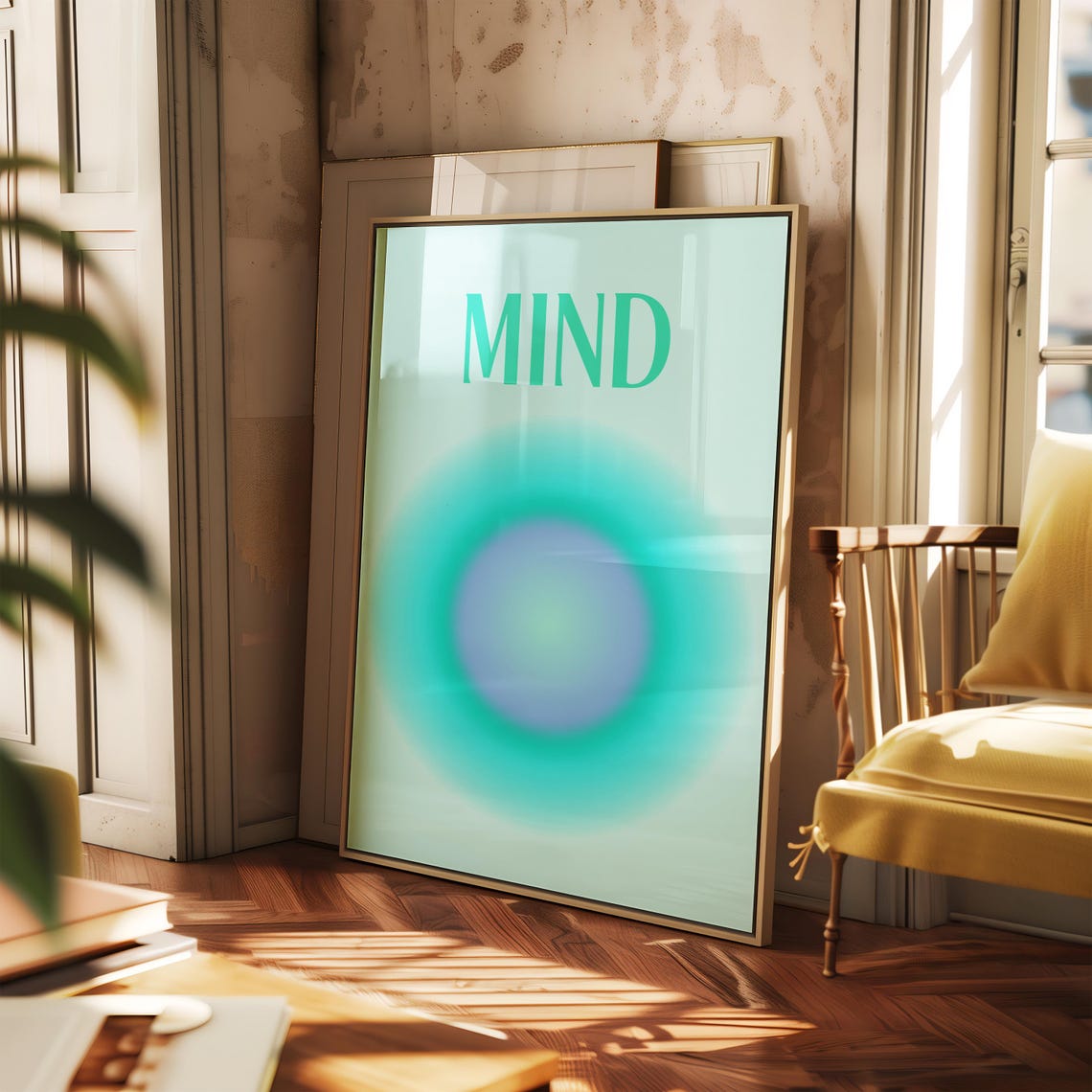 Mind Blue Aura Gradient Orb Meditation Affirmation Artwork Poster - Image 2