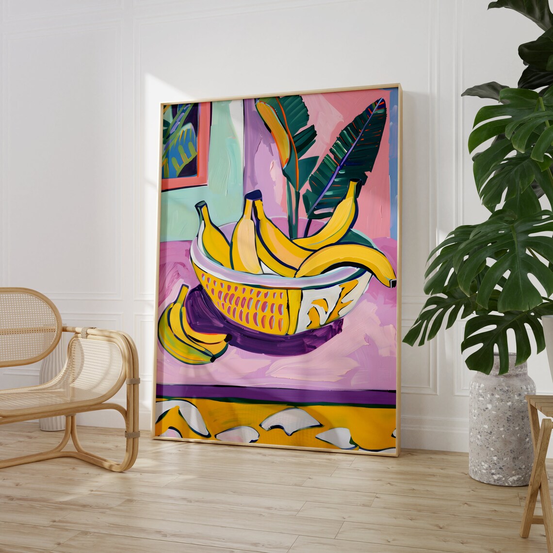 Bananas Print Food Prints For Kitchen Fruit Prints Banana Still Life Painting Trendy Kitchen Prints Food Wall Art Cafe Decor Food Painting - Image 3
