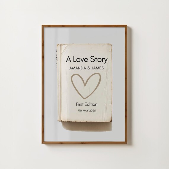 Personalized Love Story Book Cover Anniversary Gift Art Print