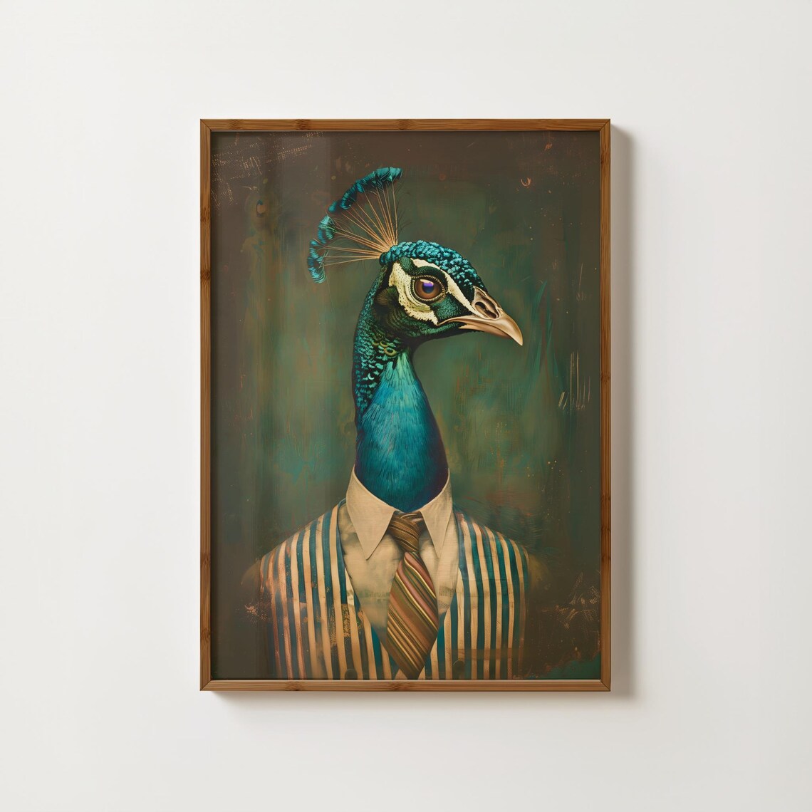 Dapper Peacock In Striped Suit Funny Victorian Portrait Poster