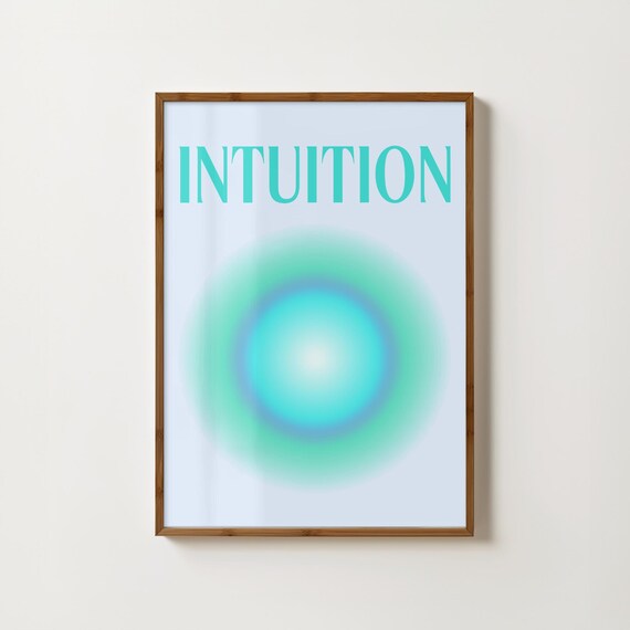 Intuition in Aqua Aura Typography Gradient Mindfulness Poster