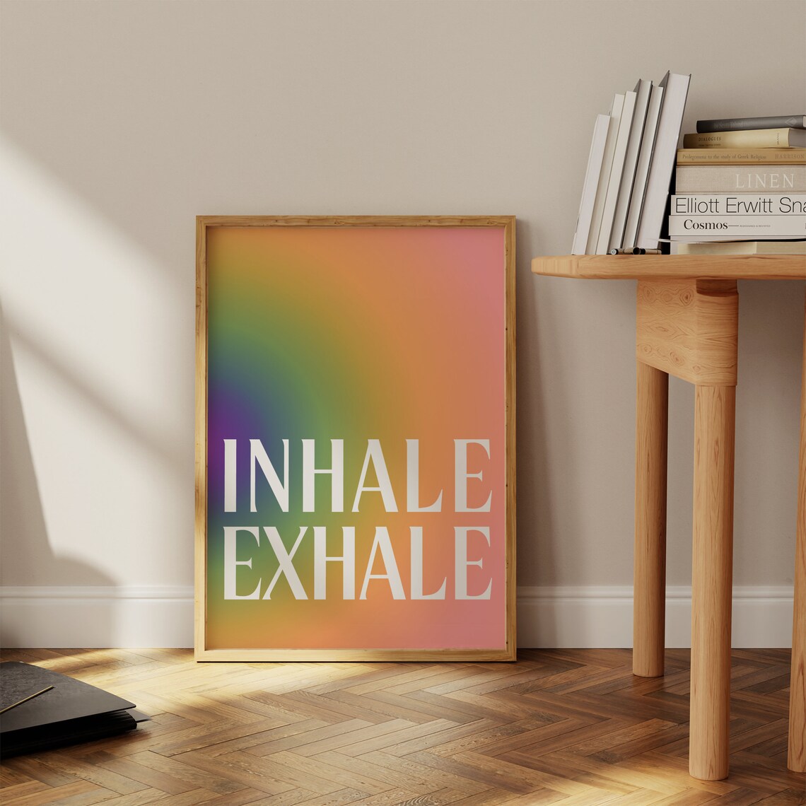 Inhale Exhale Rainbow Gradient Typography Yoga Breathing Poster - Image 3