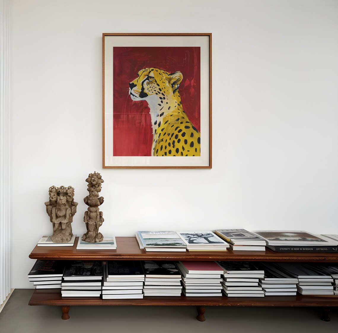 Red Cheetah Eclectic Animal Art Print, Maximalist Decor - Image 4