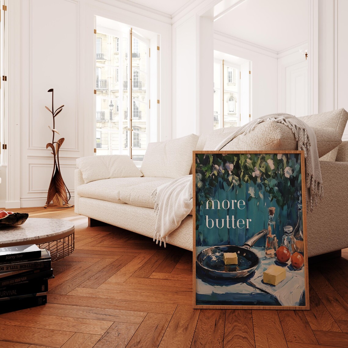 More Butter Teal Kitchen Butter Pan Sizzling Farmhouse Quote Poster - Image 4