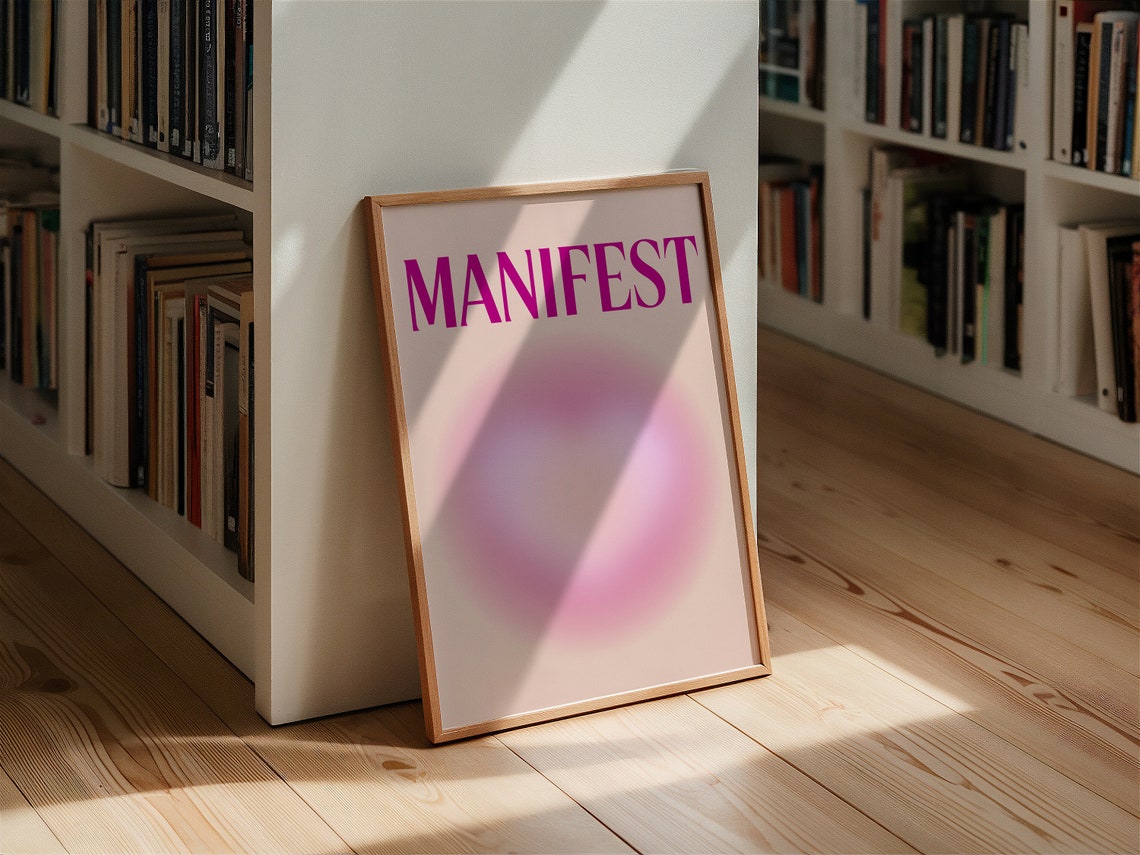 Manifest in Pink Aura Typography Gradient Manifestation Poster - Image 4