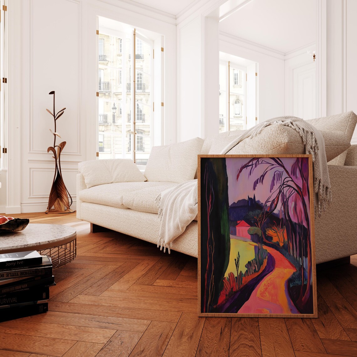 Colorful Tuscany Villa Winding Path Fauvist Landscape Art Poster - Image 3