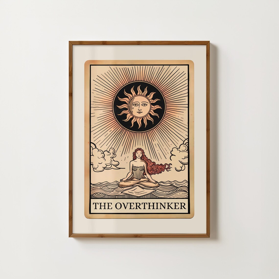 Overthinker Tarot Card Humor Poster, Boho Decor