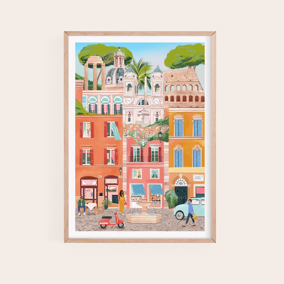 Rome Italy Travel Poster, Roman Landmarks Art Print - Image 2