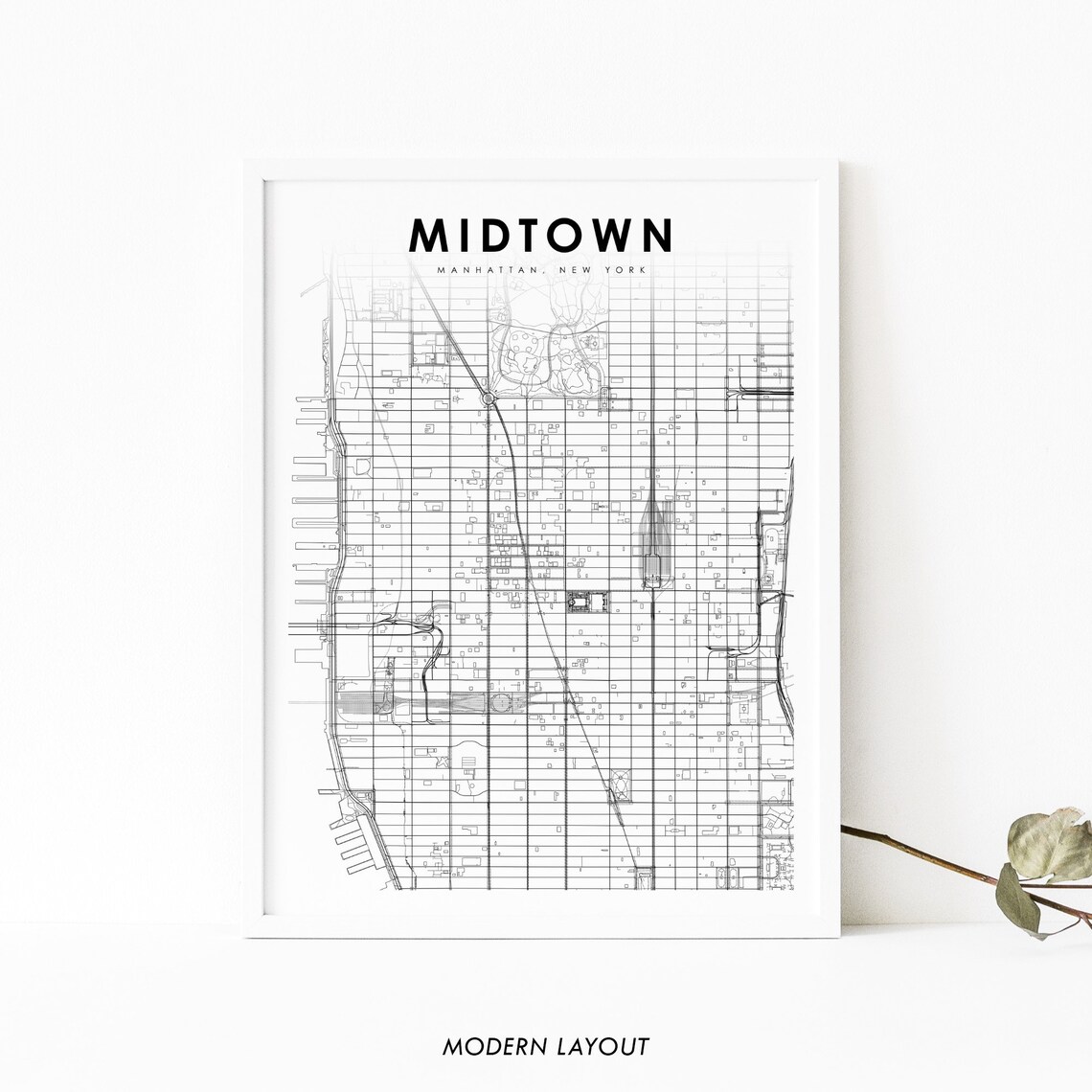 Midtown Manhattan NYC Map Art Print, New York