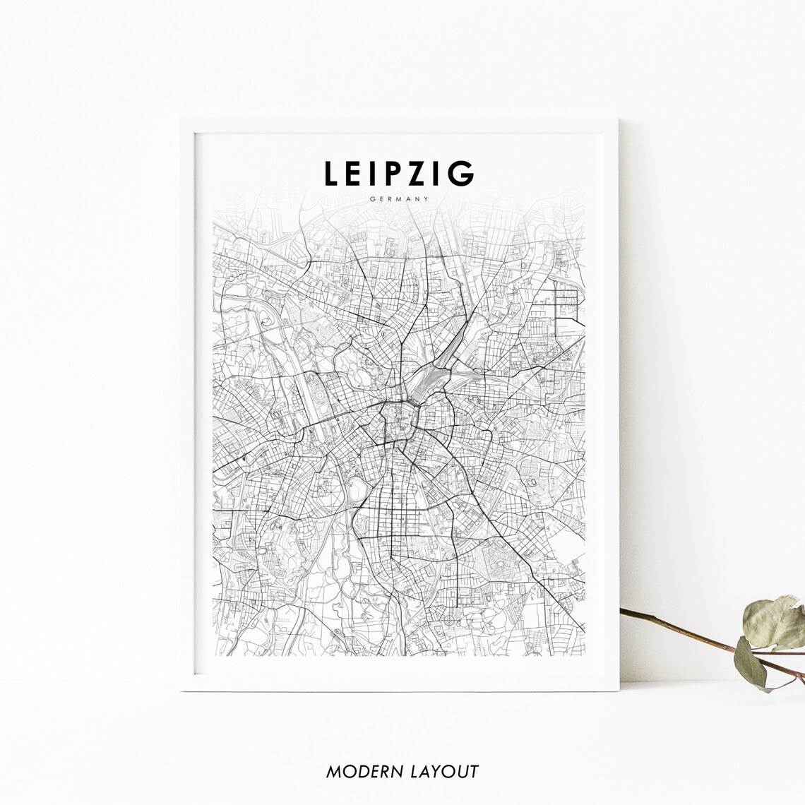 Leipzig Germany Map Poster, Saxony City Street