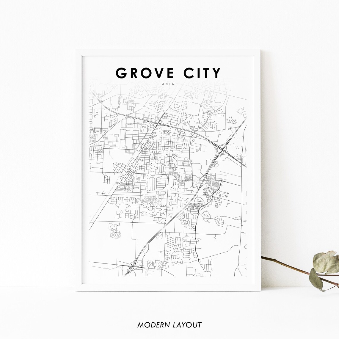 Grove City OH Map Print, Ohio Nursery Wall Art