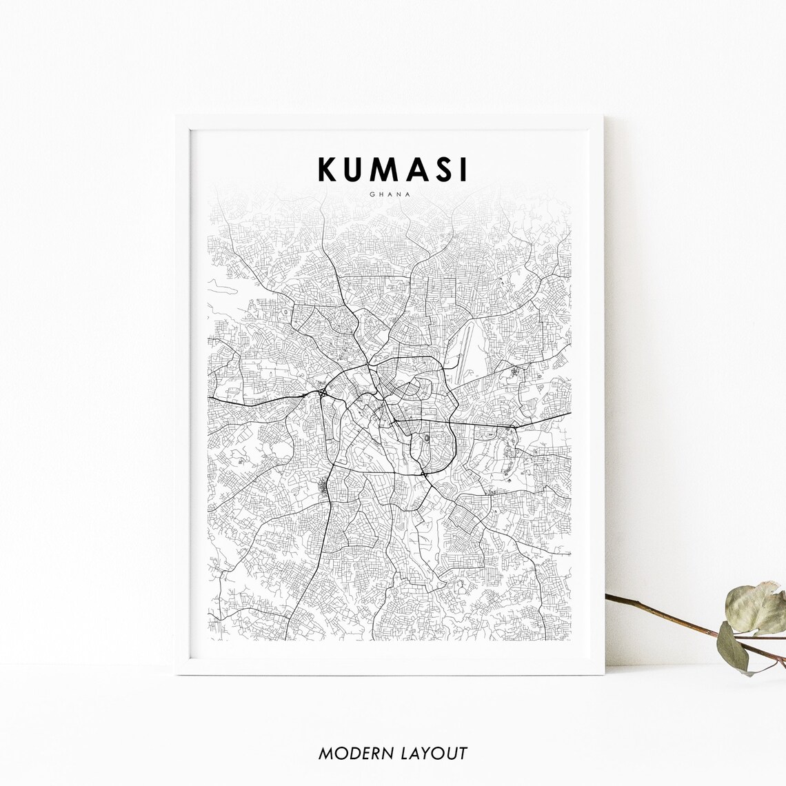 Kumasi Ghana Map Print, Nursery Room Decor