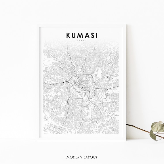 Kumasi Ghana Map Print, Nursery Room Decor