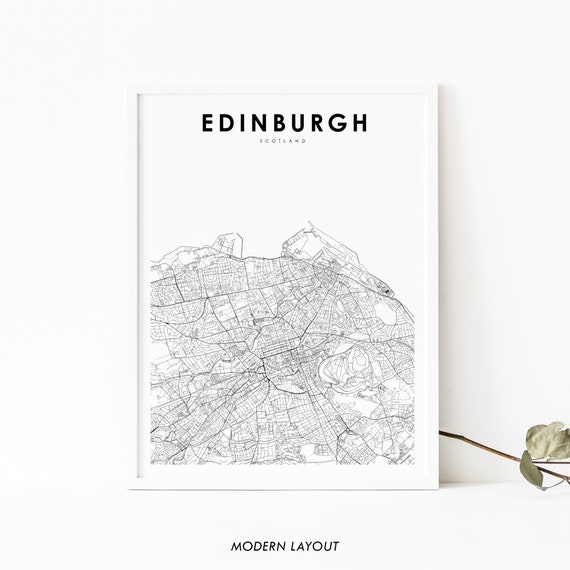 Edinburgh Scotland Map Art Print, City Street Road