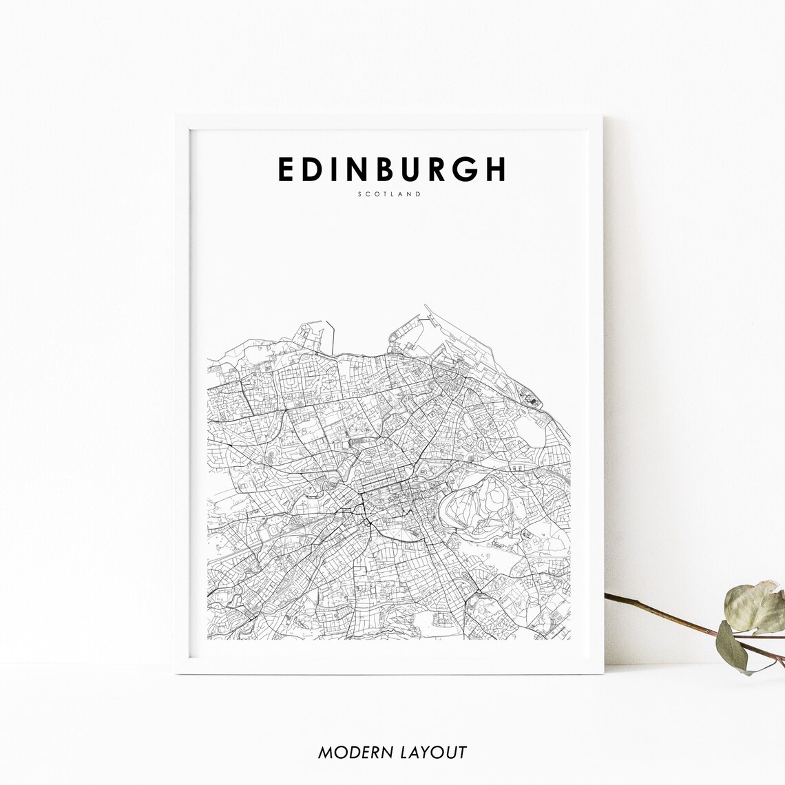 Edinburgh Scotland Map Art Print, City Street Road