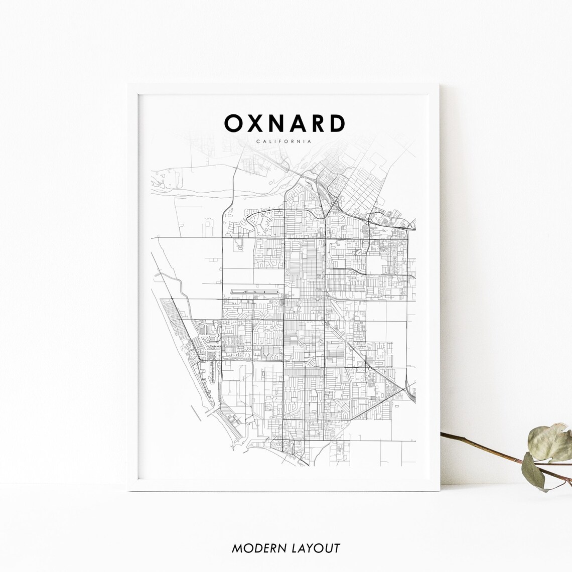 Oxnard California Modern City Street Map Minimalist Line Art Poster