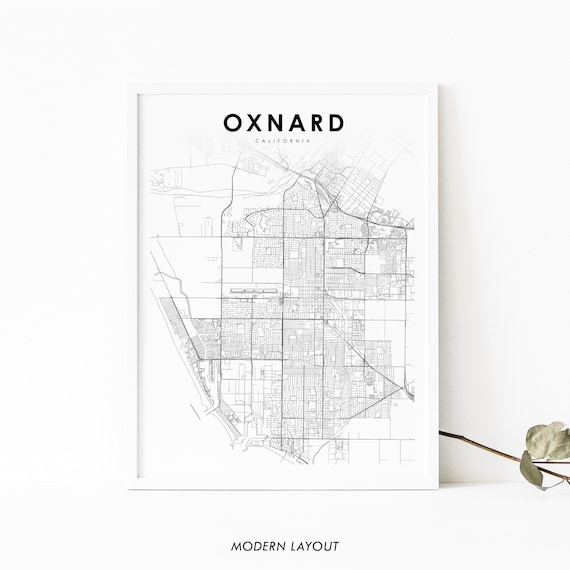 Oxnard Ca Map Print Usa Art Poster Ventura City Street Road Nursery Room Wall Office Decor