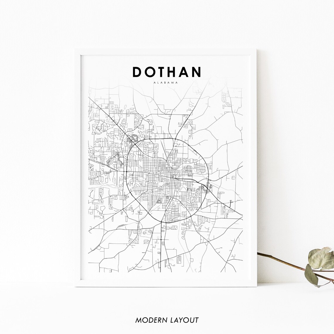 Dothan, AL Map Print - Alabama City Poster