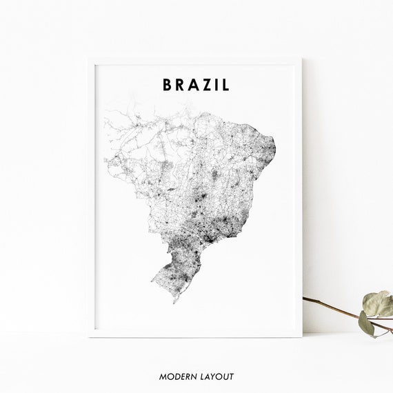Southern Brazil Map Print, Brasilia and São Paulo