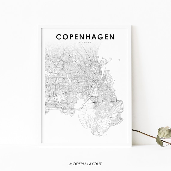 Copenhagen Area Denmark Map Print Kbenhavn Danmark Art Poster City Street Nursery Room Wall Office Decor