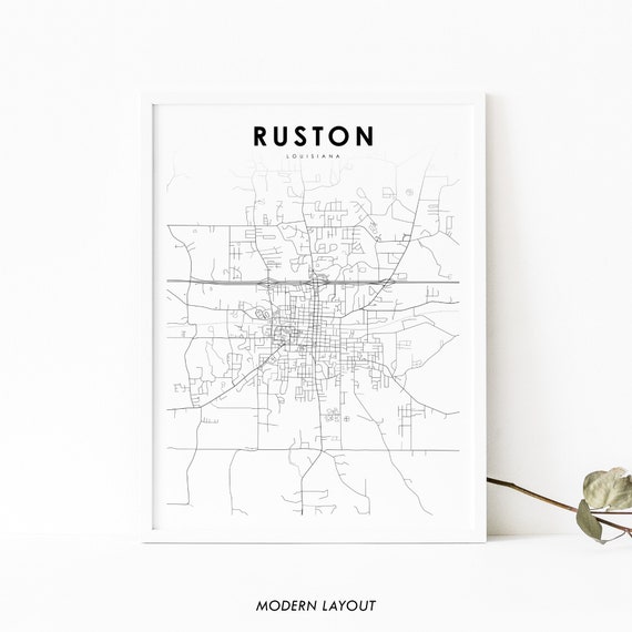 Ruston La Map Print, Louisiana USA Poster