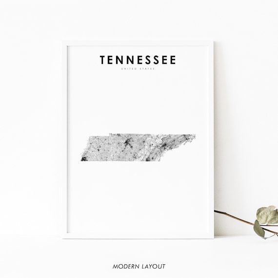 Tennessee Map Print, State Road USA Poster
