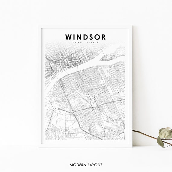 Windsor Ontario Map Print, Canada Street Road Poster