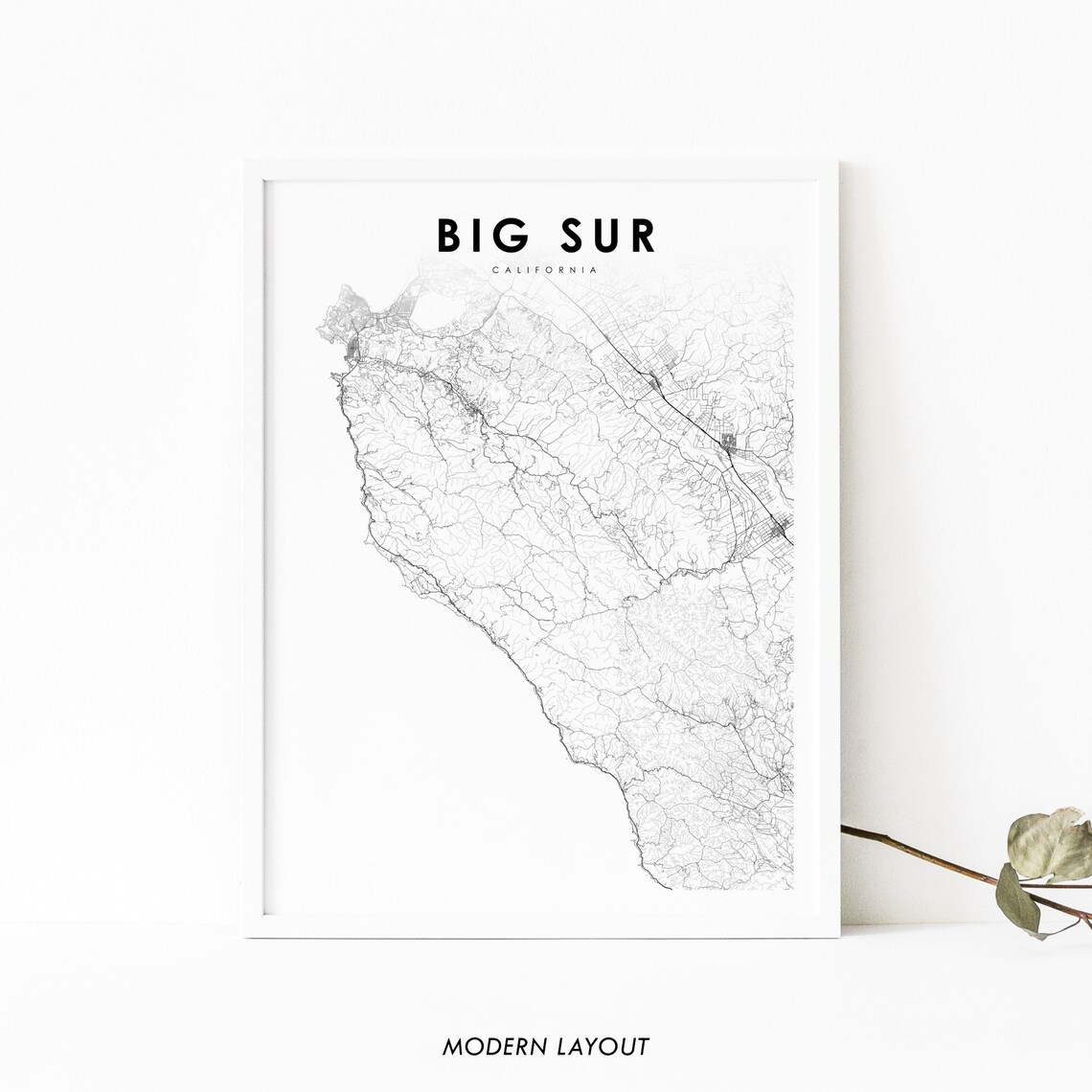 Big Sur CA Map Print, Nursery Room Wall Art