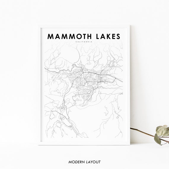 Mammoth Lakes CA Map Print, Nursery Room Wall Decor