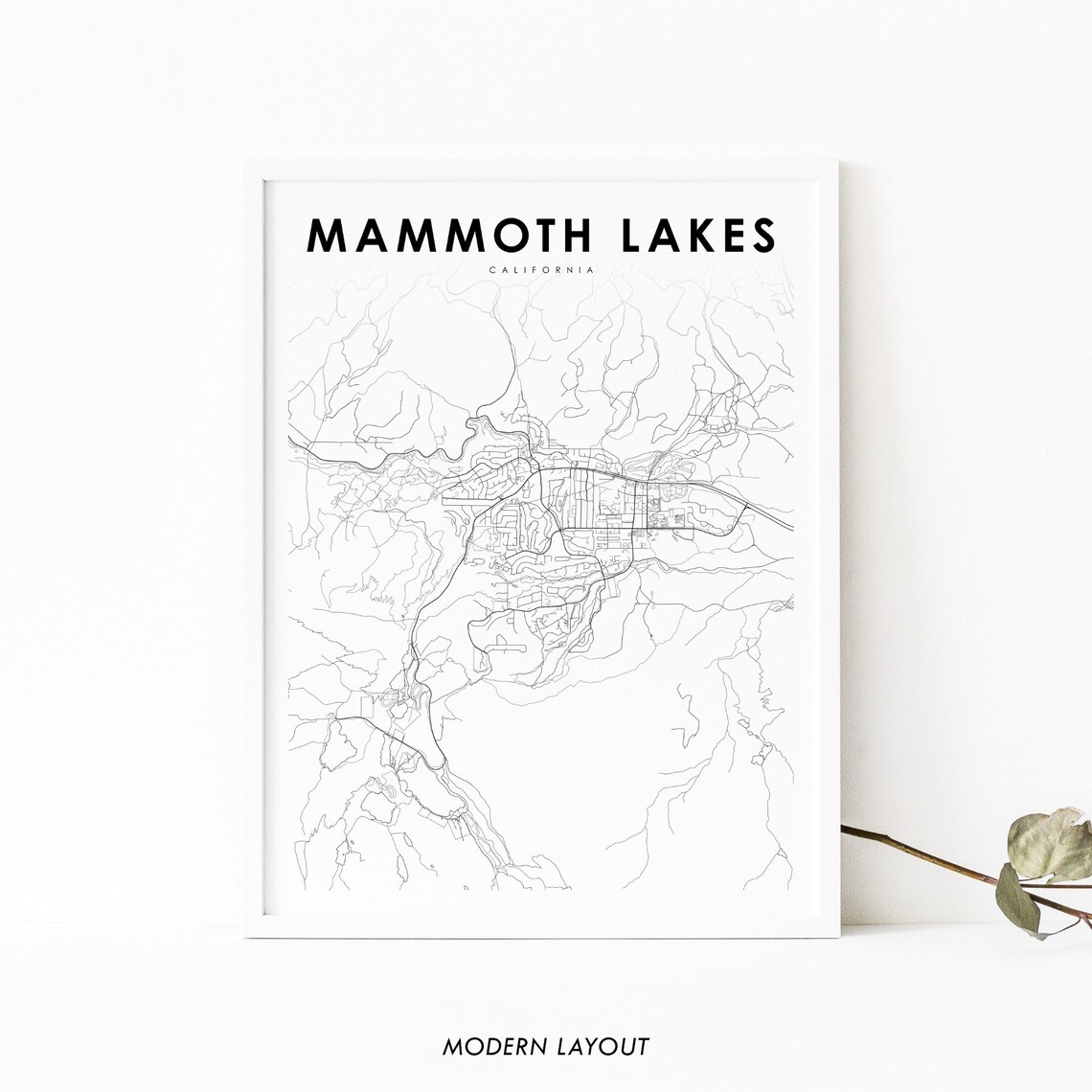 Mammoth Lakes CA Map Print, Nursery Room Wall Decor