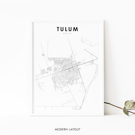 Tulum Mexico Map Art Print, Quintana Roo