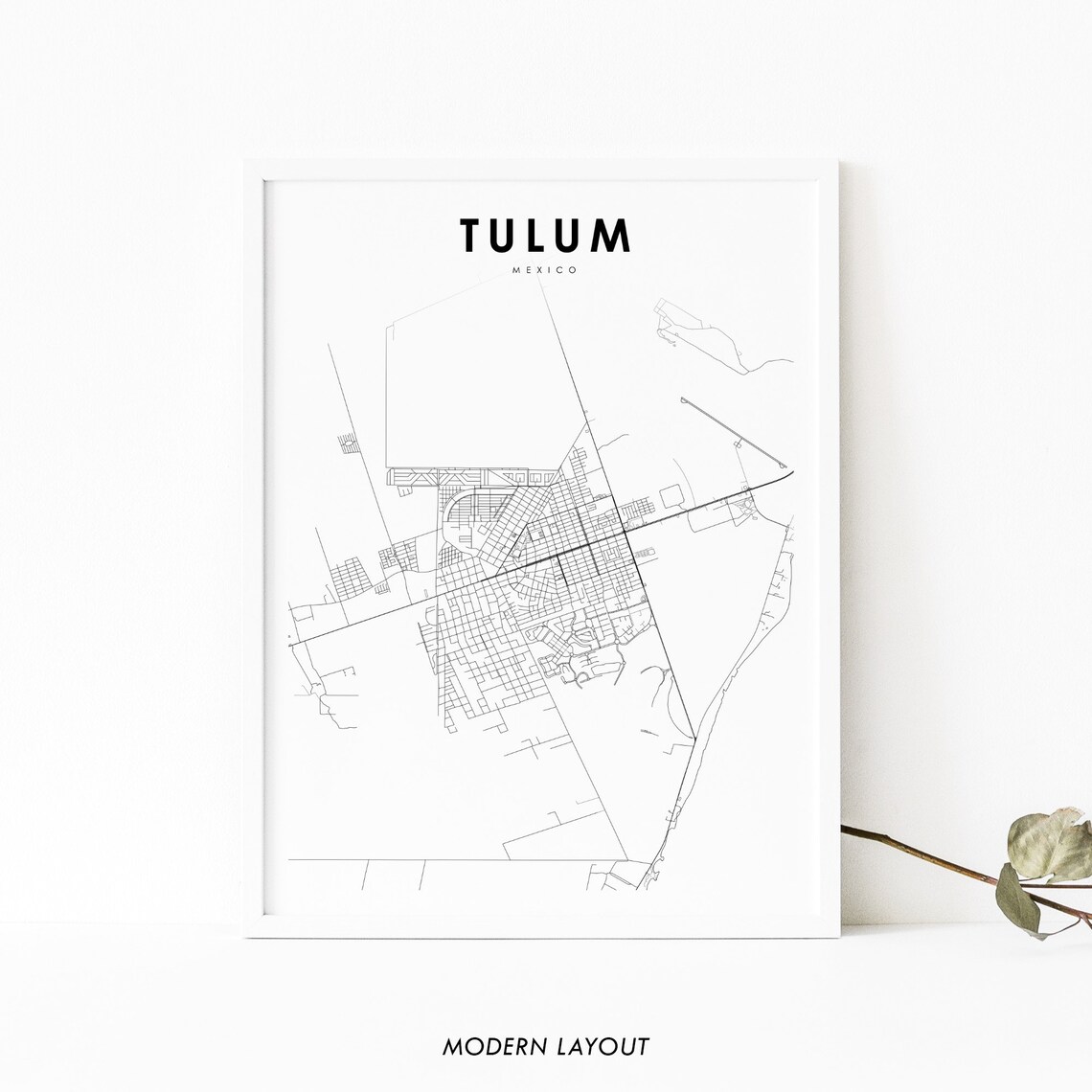 Tulum Mexico Map Art Print, Quintana Roo