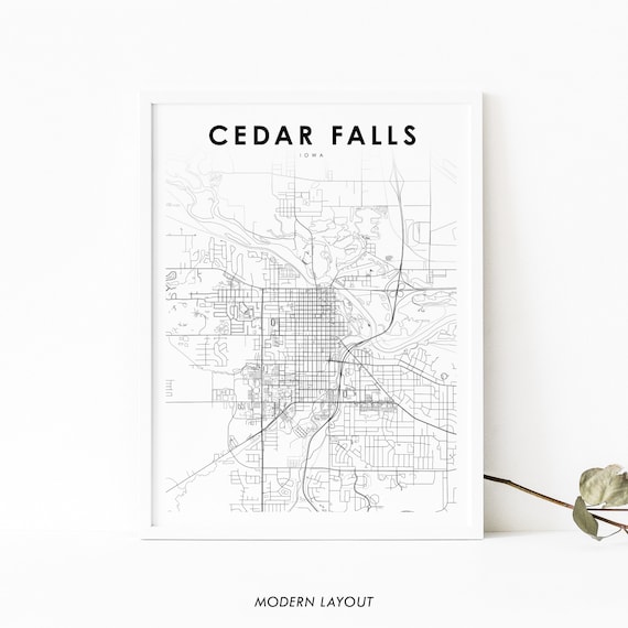 Cedar Falls IA Map Print, Iowa Nursery Decor