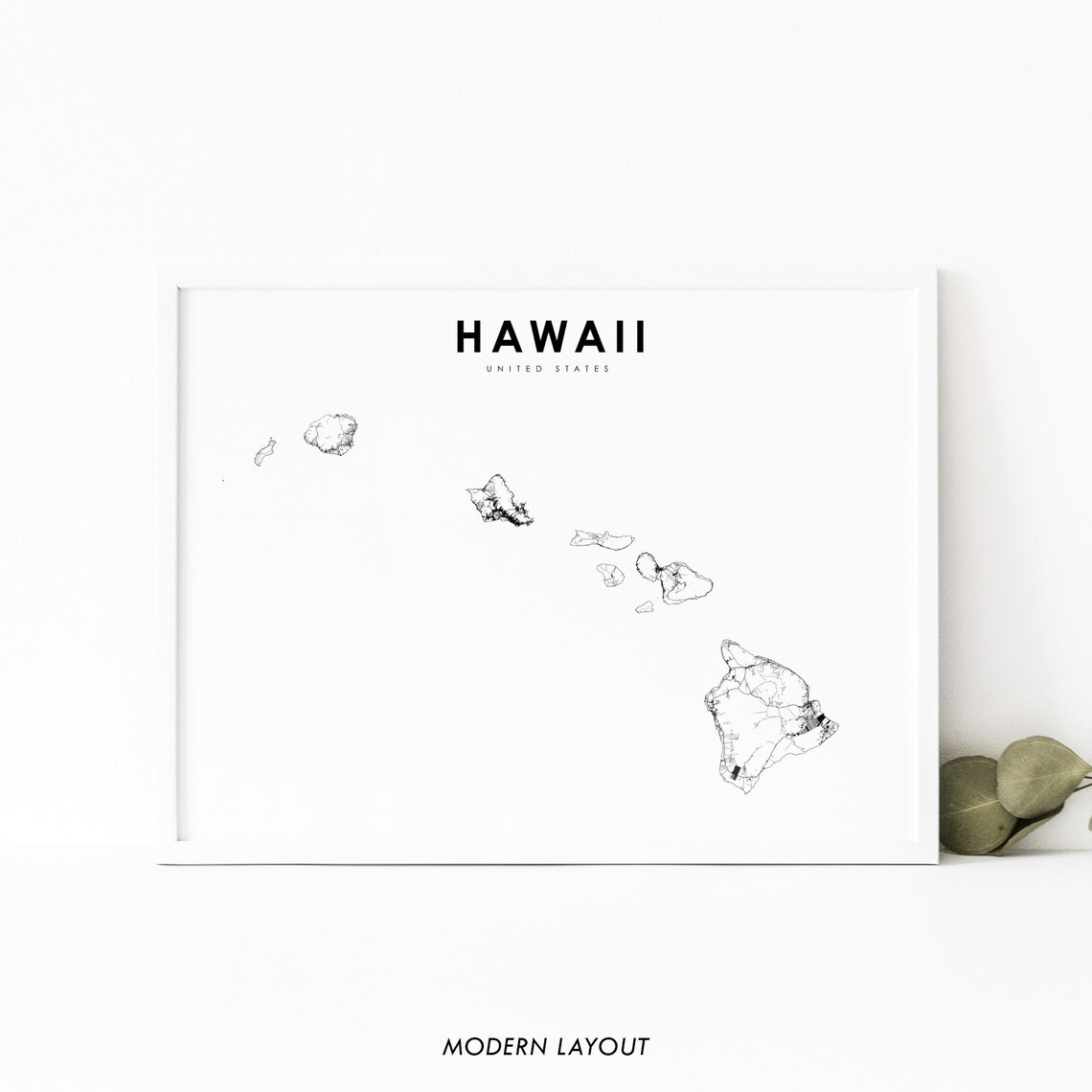 Hawaii Map Art Print, Nursery Room Wall Decor