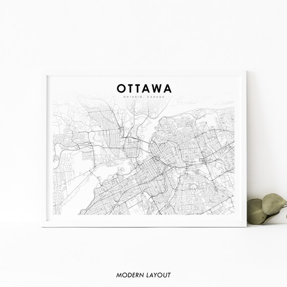 Ottawa Ontario Map Print On Canada Art Poster Gatineau Street Road Nursery Room Wall Office Decor