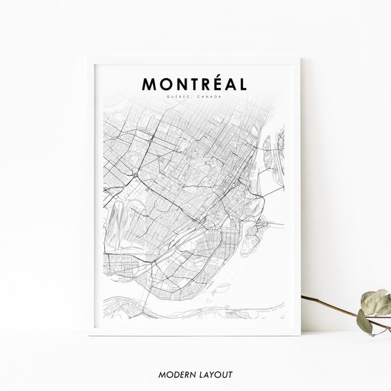 Montreal Map Art Print, Quebec Canada City Map