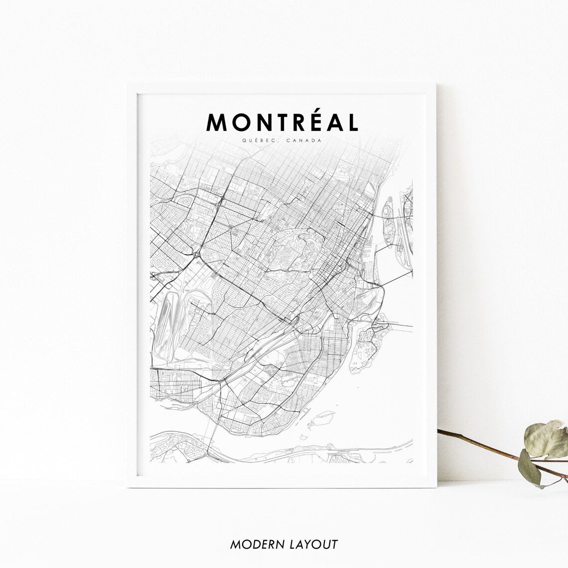 Montreal Map Art Print, Quebec Canada City Map