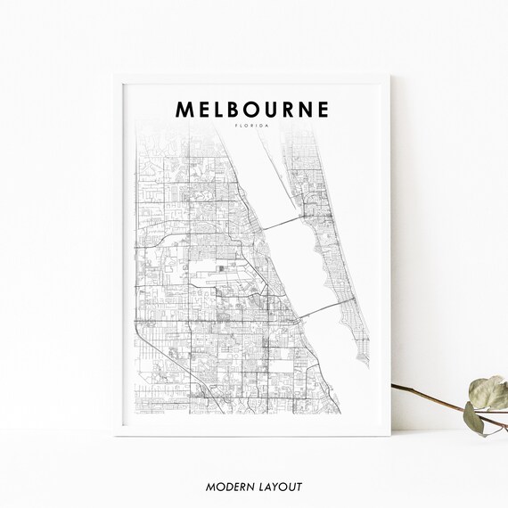Melbourne FL Map Print, Florida City Street Poster