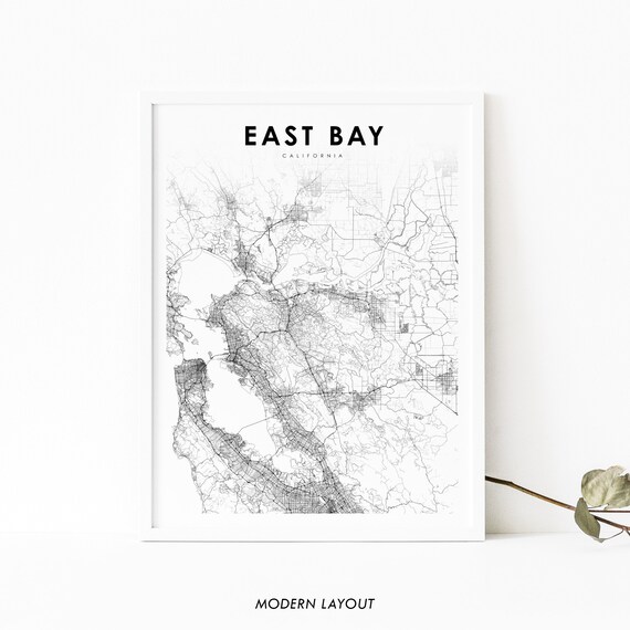 East Bay Area Ca Map Print Usa Art Poster San Francisco City Road Nursery Room Wall Office Decor
