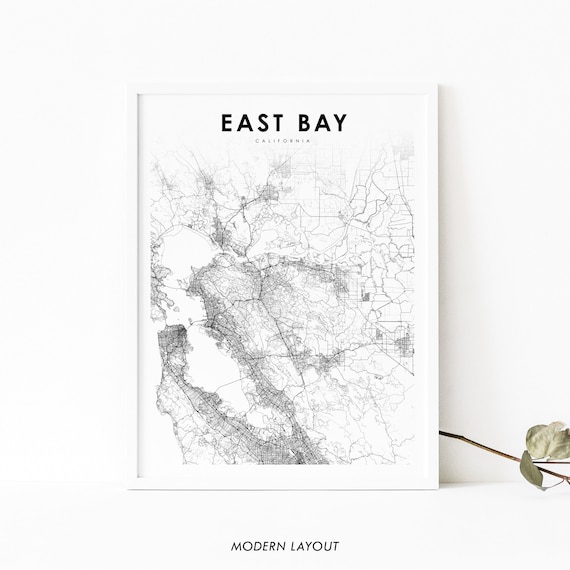 East Bay California San Francisco City Street Map Modern Poster