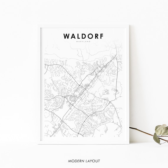 Waldorf Md Map Print Maryland Usa Art Poster Charles County City Street Road Nursery Room Wall Office Decor