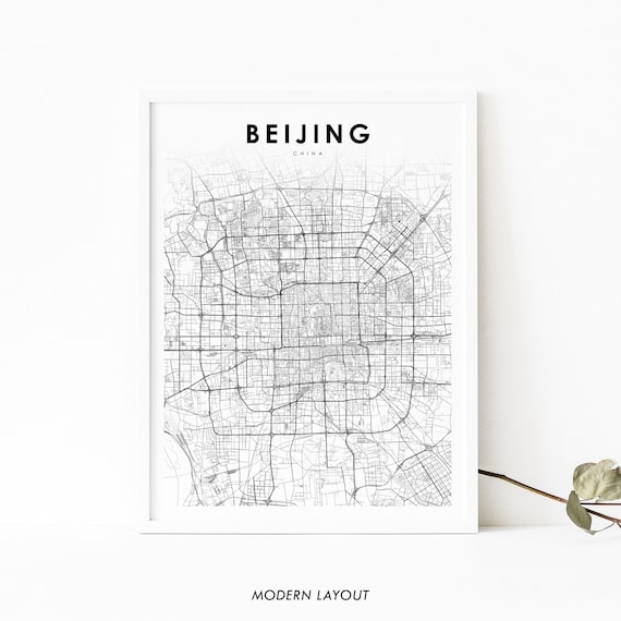 Beijing China Map Print Art Poster City Street Road Nursery Room Wall Office Decor