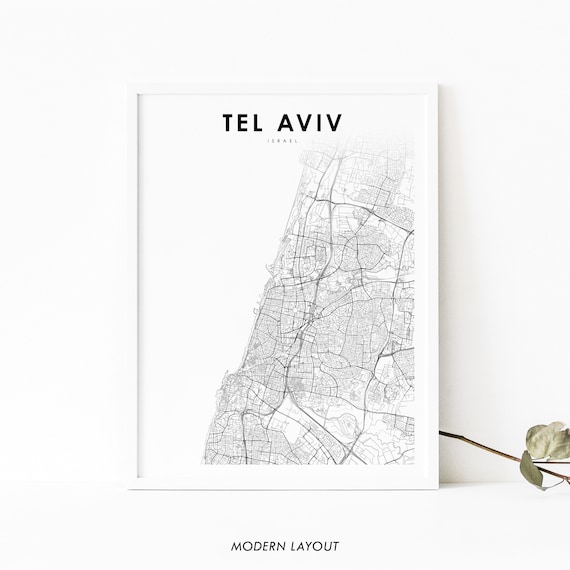 Tel Aviv Israel Minimal Street Map Mediterranean Coast Poster