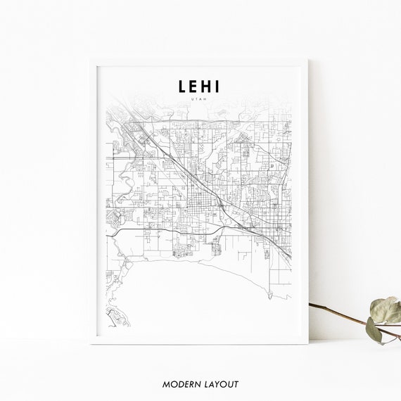 Lehi UT Map Print, Utah City Street Poster